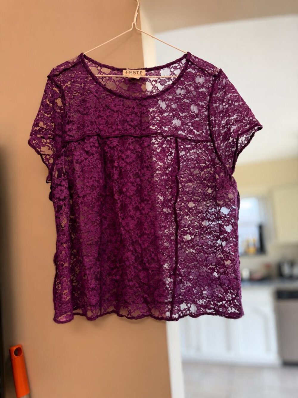 FESTI Purple Lace Sheer Top Women’s Size 2